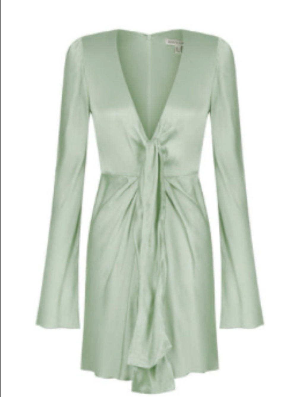 Shona Joy Satin Tie-Front Long Sleeve Chemise - Mint Green